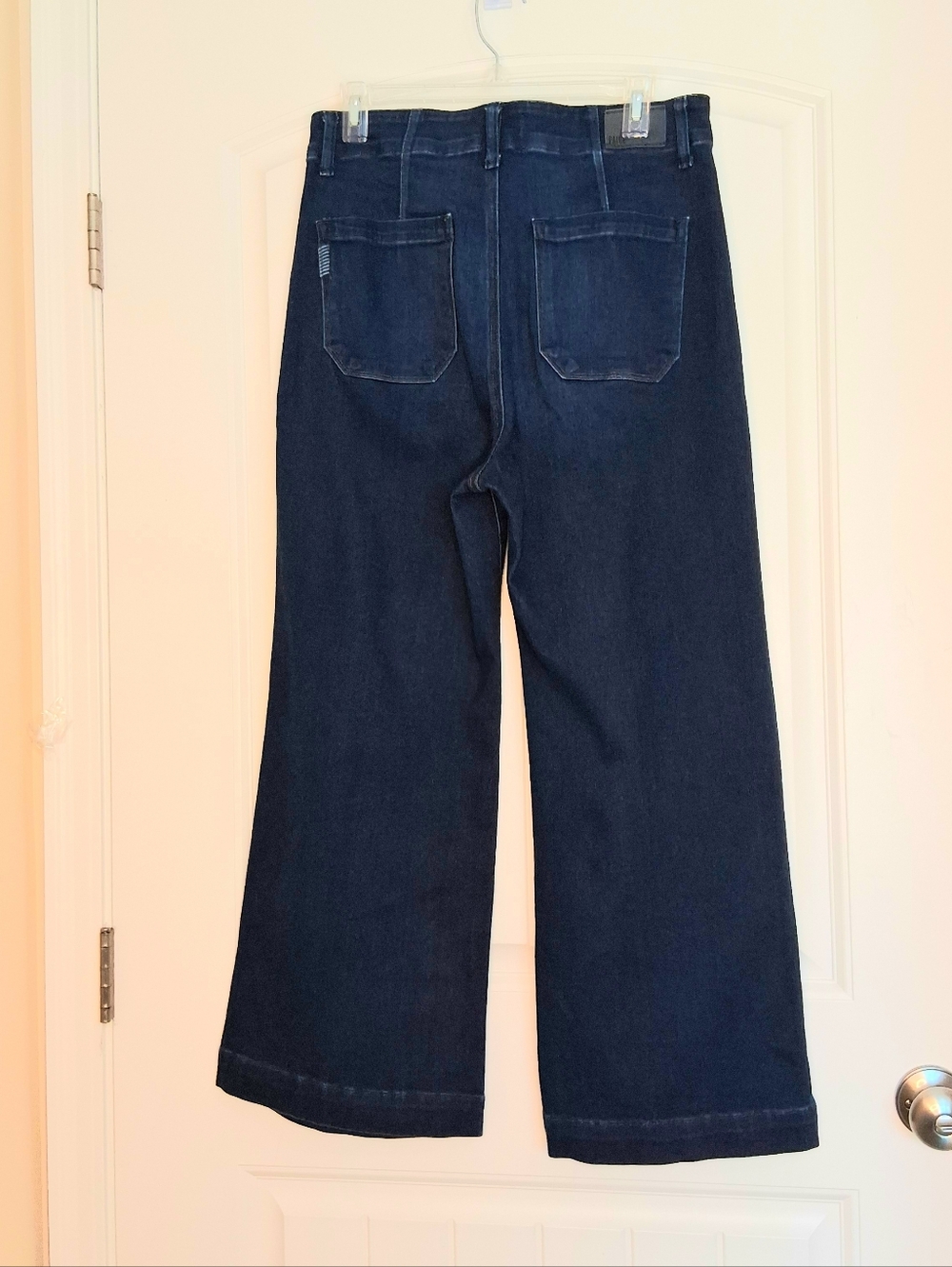 PAIGE Dark Blue High-Rise Wide Leg Jeans - Picture 4 of 16
